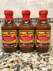 3 Bottles Johnny Harris Bar-B-Cue Sauce Hickory Smoked 18 oz BBQ Beef Pork