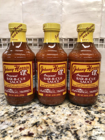 3 Bottles Johnny Harris Original Bar-B-Cue Sauce 18 oz BBQ Beef Pork Fish