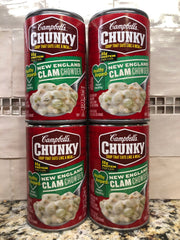 4 Campbell's CHUNKY HR New England Clam Chowder Soup 18.8 oz Cans