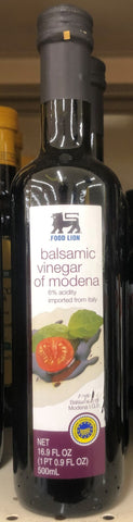 Food Lion Balsamic Vinegar Of Modena Glaze 16.9 oz Bottle Marinade