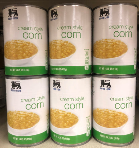 6 CANS Food Lion Cream Style Corn 14.75 oz Can Vegetable