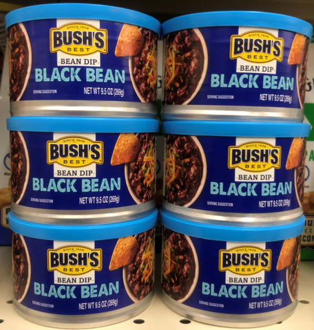 6 CANS Bush's Black Bean Dip 9.5 oz Can Nacho Salsa poblano chili bacon