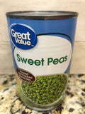 6 CANS Great Value Sweet Green Peas 15 oz Can Vegetable Soup Salad