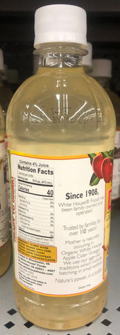 4 Bottles of White House Detox Organic Apple Cider Vinegar with Mother, 16 oz