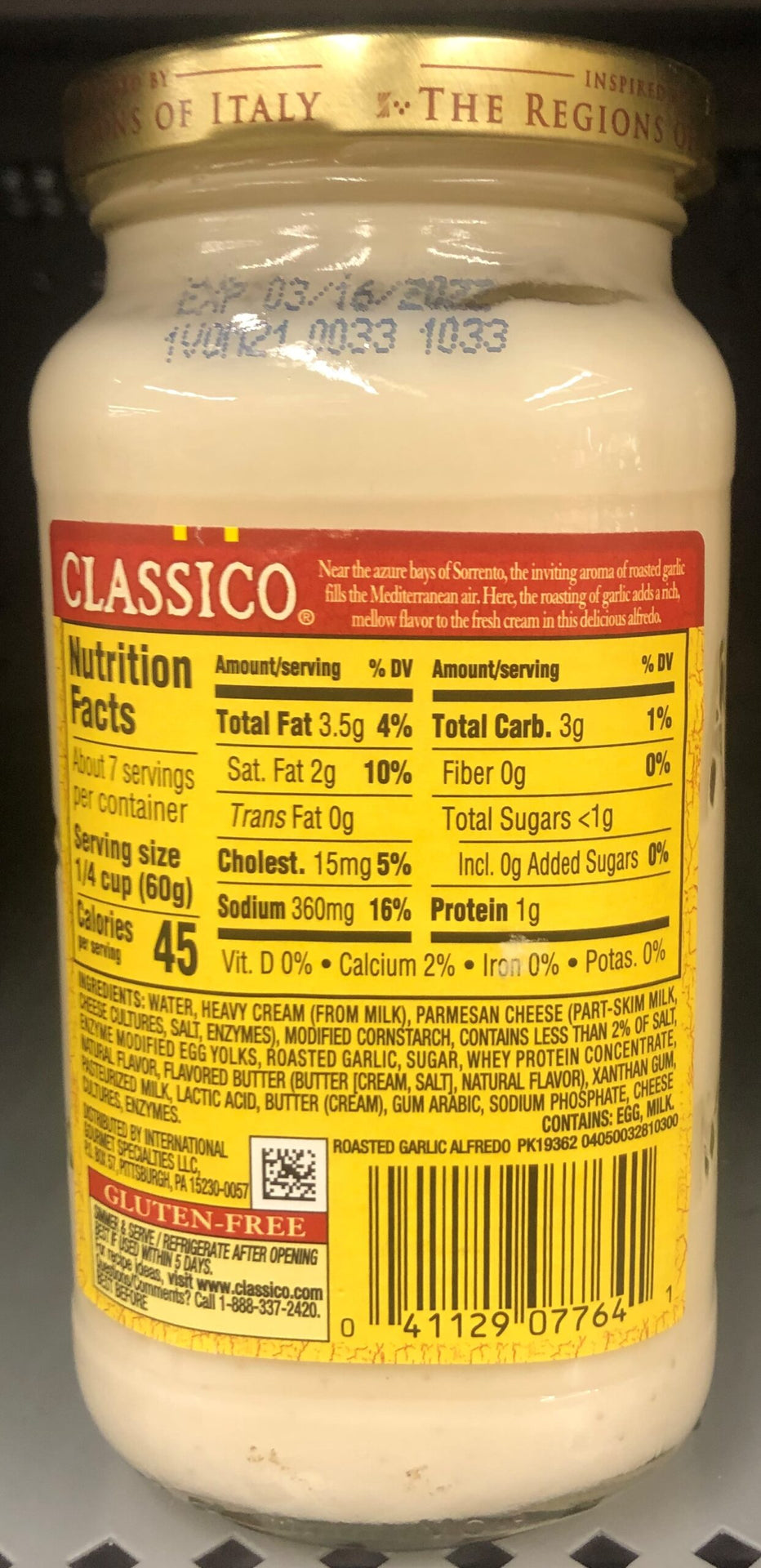 3 Jars of Classico Roasted Garlic Alfredo Pasta Sauce, 15 oz