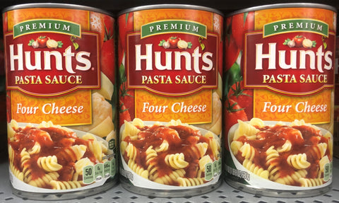 3 CANS Hunt's Four Cheese Spaghetti Pasta Sauce 100% Natural Tomato 24 Oz