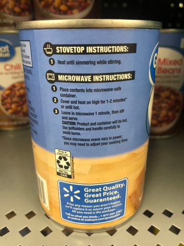 6 Cans of Great Value Mixed Chili Beans, 15 oz