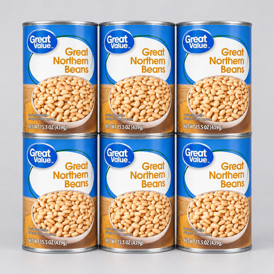 6 Cans of Great Value Great Northern Beans, 15.5 oz