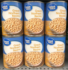 6 CANS Great Value Great Northern Beans 15.5 oz Can ham chili three bean salad