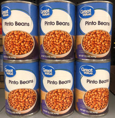 6 CANS Great Value Pinto Beans 15.5 oz Can Vegetable Soup Bowl Chili