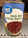 6 Cans of Great Value Dark Red Kidney Beans, 15.5 oz