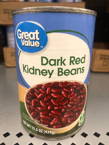 6 Cans of Great Value Dark Red Kidney Beans, 15.5 oz