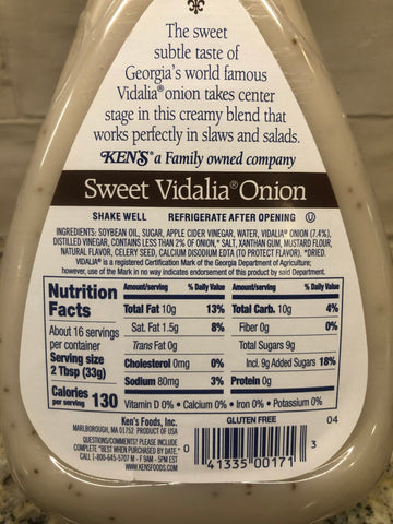 Ken's Steak House Sweet Vidalia Onion Salad Dressing 16 oz Bottle Chicken Sauce