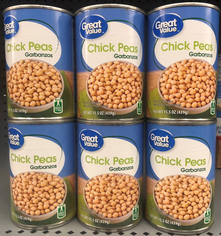 6 CANS Great Value Garbanzos Chick Peas 15.5 oz Can humus salad