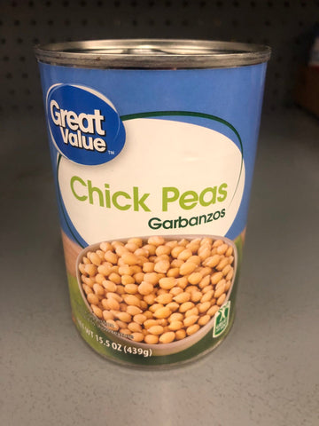 6 Cans of Great Value Garbanzos Chick Peas, 15.5 oz