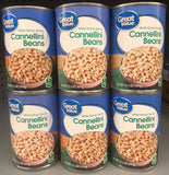 6 CANS Great Value Cannellini Beans 15.5 oz Can White Kidney Beans