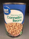 6 CANS Great Value Cannellini Beans 15.5 oz Can White Kidney Beans