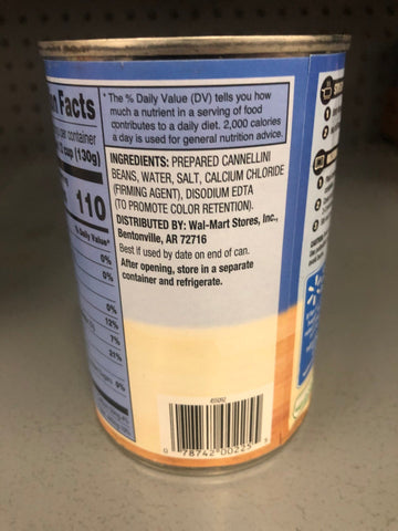 6 Cans of Great Value Cannellini Beans, 15.5 oz