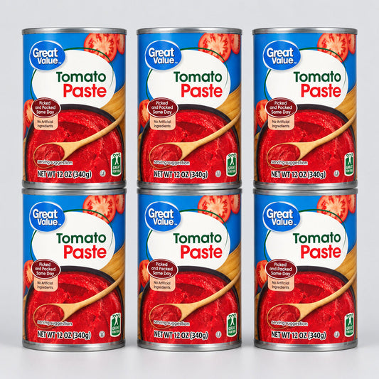 6 Cans of Great Value Tomato Paste, 12 oz