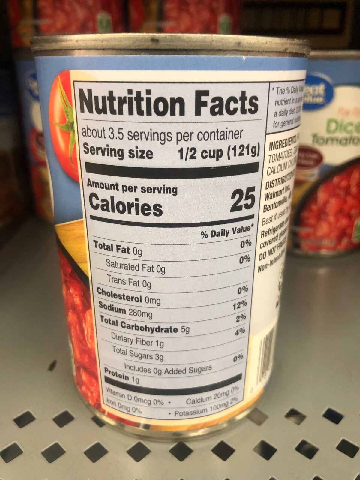 6 Cans of Great Value Fire Roasted Diced Tomatoes, 14.5 oz