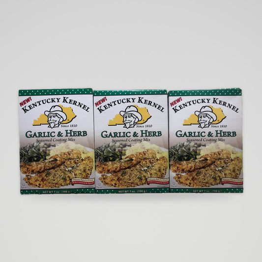 3 Boxes of Kentucky Kernal Coating Garlic Herb Mix, 7 oz