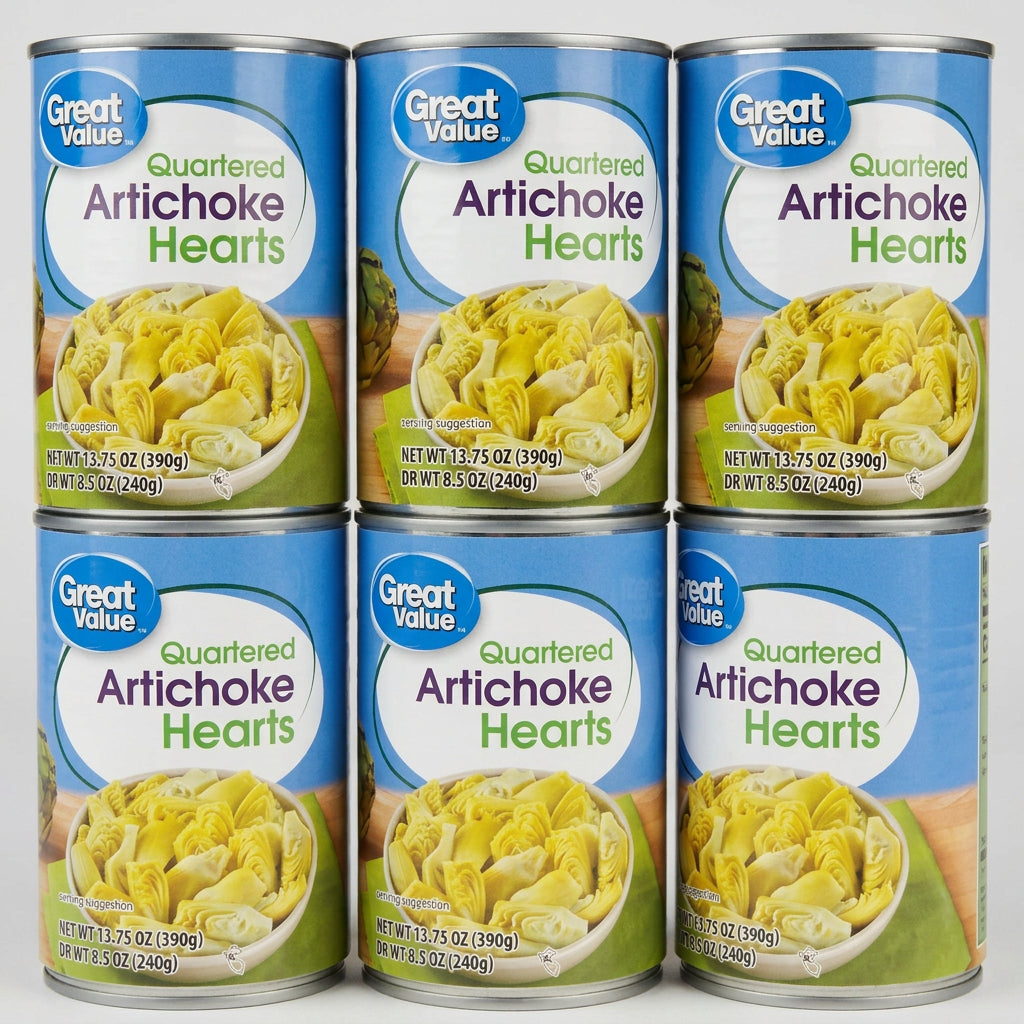 6 Cans of Great Value Quartered Artichoke Hearts, 13.75 oz