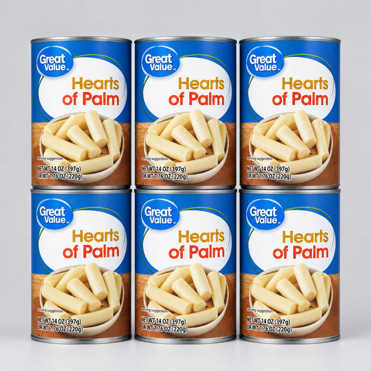 6 Cans Great Value Hearts of Palm 14 oz Can