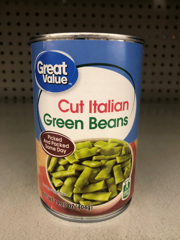 6 Cans of Great Value Cut Italian Green Beans, 14.25 oz
