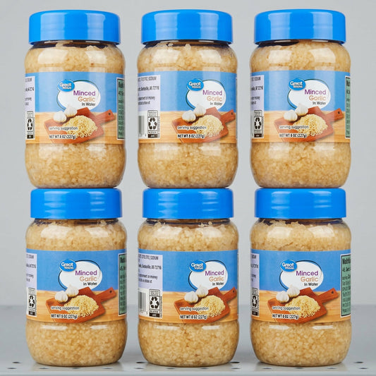 6 Jars of Great Value Minced Garlic, 8 oz