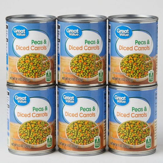 6 Cans of Great Value Green Peas & Diced Carrots, 8.5 oz