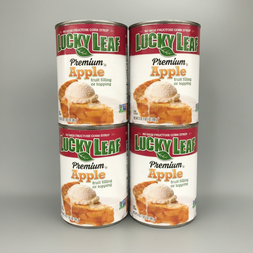 4 Cans of Lucky Leaf Premium Apple Fruit Filling & Topping, 21 oz