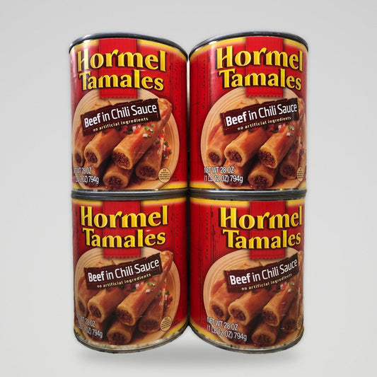 4 Cans of Hormel Beef in Chili Sauce Tamales, 28 oz