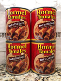 4 BIG CANS Hormel Beef in Chili Sauce Tamales 28 Oz Can Corn Meal Peppers