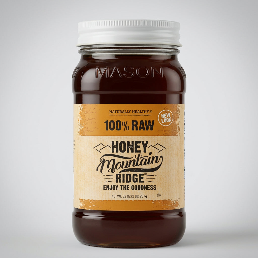 Mountain Ridge Pure Raw Honey Naturally Healthy Bee, 32 oz