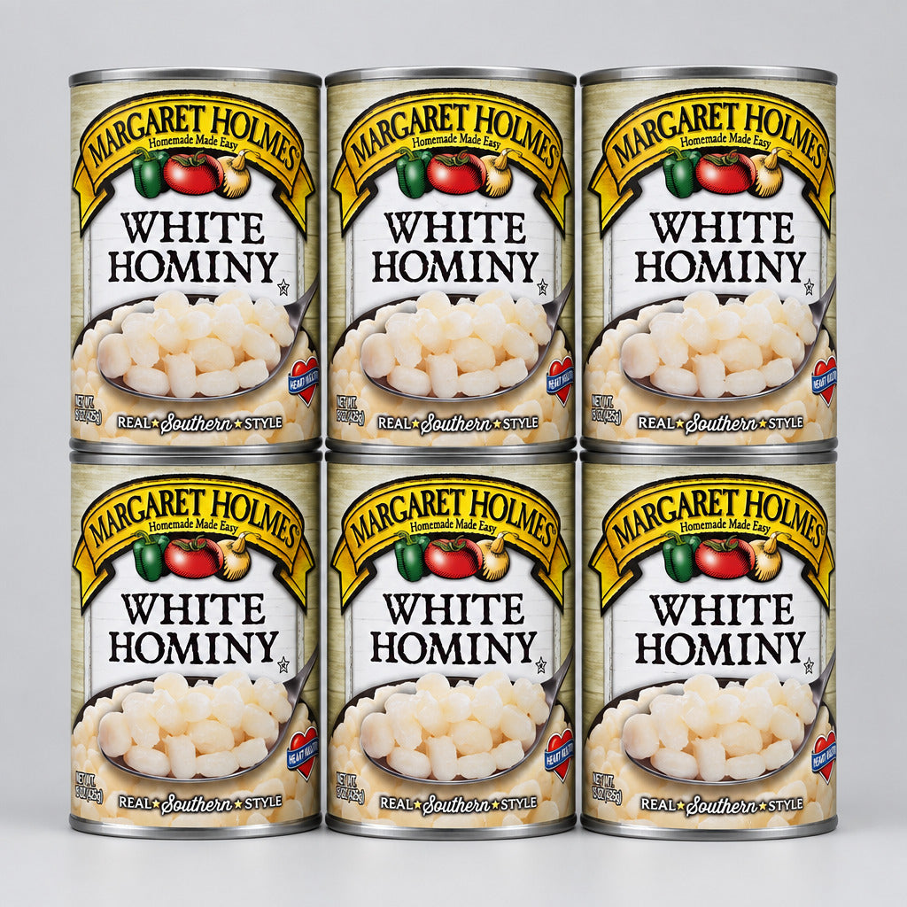 6 Cans Margaret Holmes Southern Style White Hominy 15.5 oz Can