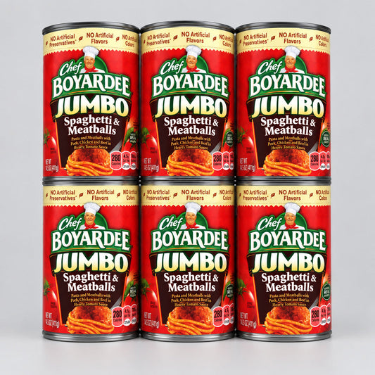 6 Cans of Chef Boyardee Jumbo Spaghetti & Meatballs in Sauce Pasta, 14.5 oz