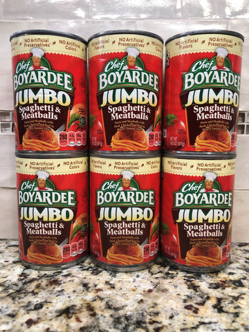 6 CANS Chef Boyardee JUMBO Spaghetti & Meatballs in Sauce Pasta 14.5 Oz Can