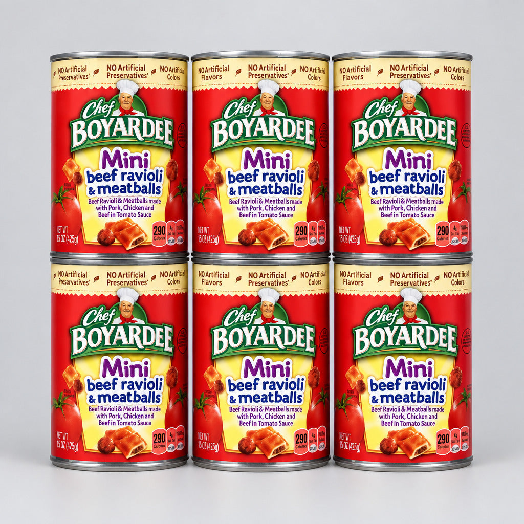 6 Cans of Chef Boyardee Mini Beef Ravioli and Meatballs Pasta, 15 oz