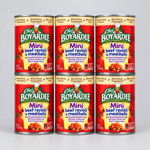 6 Cans of Chef Boyardee Mini Beef Ravioli and Meatballs Pasta, 15 oz