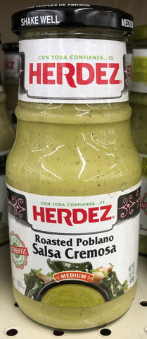 Herdez Medium Roasted Poblano Salsa Cremosa Dip 15.7 oz Jar Relish Sauce