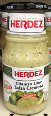 Herdez Medium Cilantro Lime Salsa Cremosa Dip 15.7 oz Jar Relish Sauce Pepper