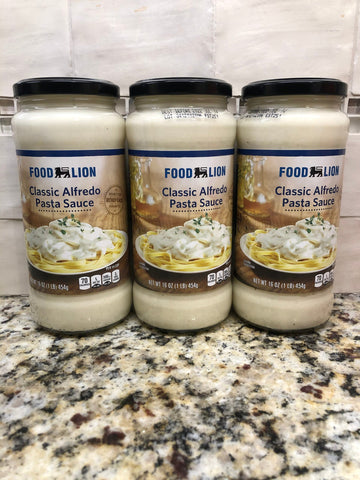 3 JARS Food Lion Classic Alfredo Sauce 16 oz Jar Spaghetti Pasta Creamy Cheese