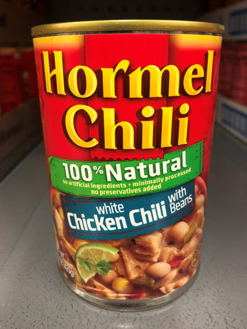 4 CANS Hormel 100% Natural White Chicken Chili With Beans 15 oz Can Dip Stew