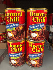 4 CANS Hormel Chili Turkey with Beans 15 oz Hamburger Sauce Hot Dog