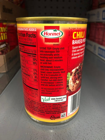 4 Cans of Hormel Chili Chunky Beef No Beans, 15 oz