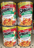 FOUR CANS Campbell's SpaghettiOs Pasta with Meatballs 15.6 oz Can Tomato Sauce