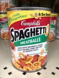 FOUR CANS Campbell's SpaghettiOs Pasta with Meatballs 15.6 oz Can Tomato Sauce