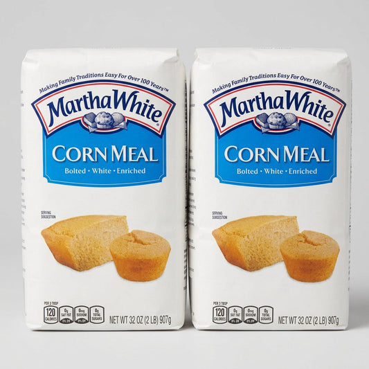 2 Bags of Martha White Bolted Plain Enriched White Corn Meal Mix, 2 lb
