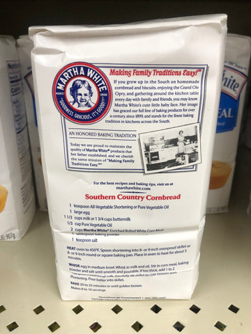 2 Bags of Martha White Bolted Plain Enriched White Corn Meal Mix, 2 lb