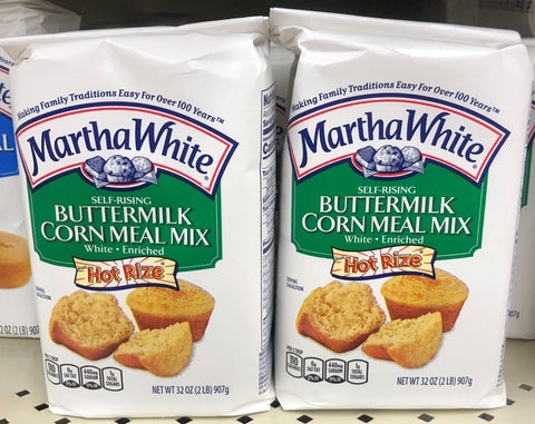 2 BAGS Martha White Buttermilk Hot Rize Corn Meal Mix 2 lb Bag Enriched